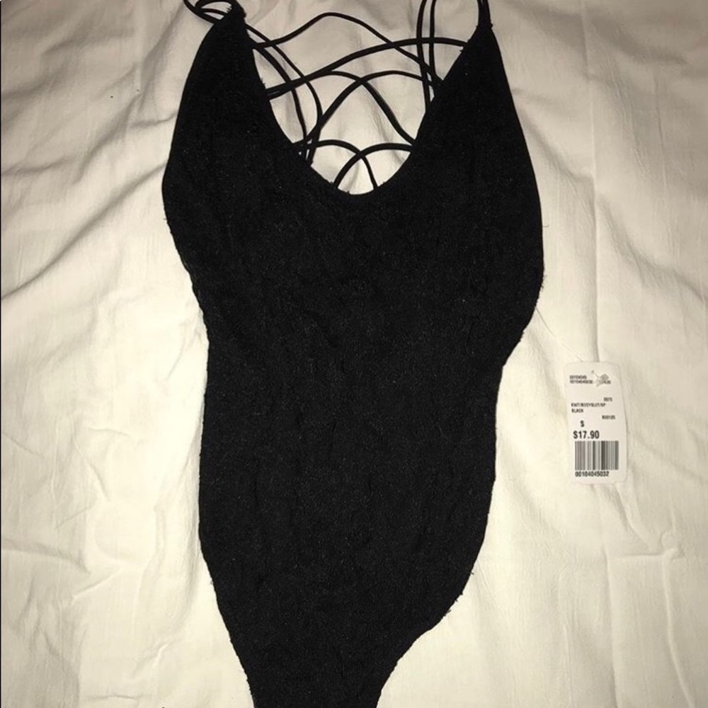 Forever 21 Black Lace Crossneck Body suit